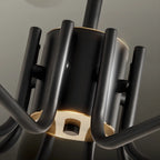 Lustre circulaire contemporain en verre, hauteur réglable.