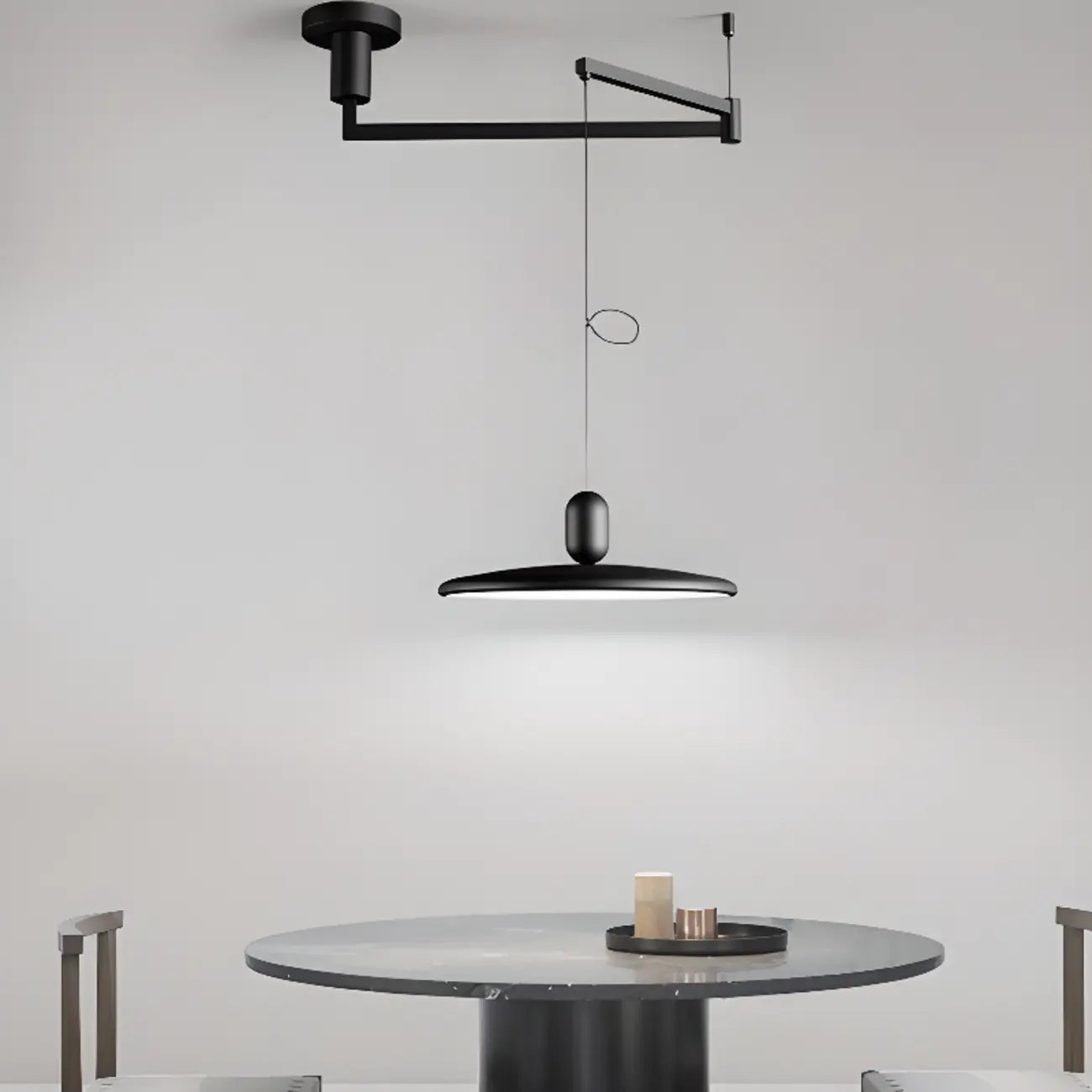 Suspension moderne à bras articulé LED noire pour salle à manger