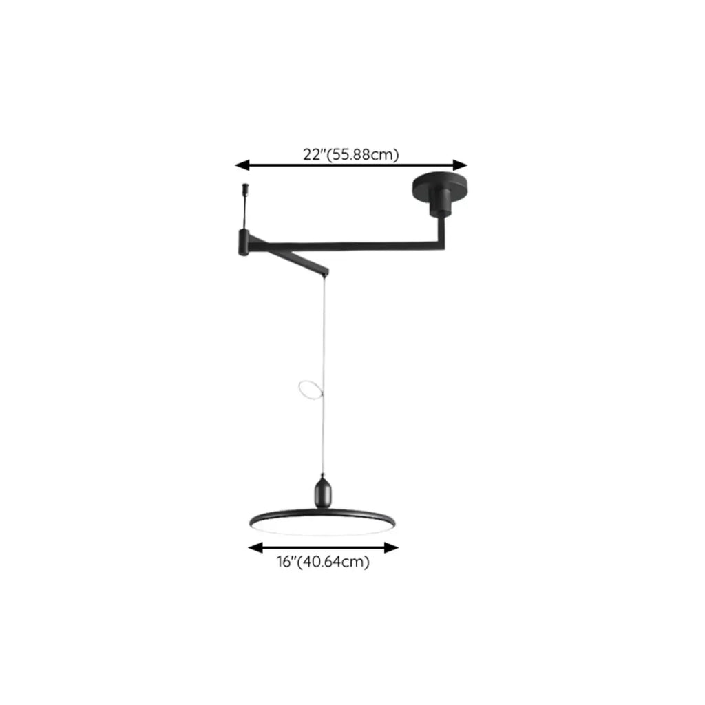 Suspension moderne à bras articulé LED noire pour salle à manger