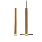 Suspension LED cylindrique dorée moderne et fine pour salle à manger