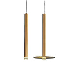 Suspension LED cylindrique dorée moderne et fine pour salle à manger