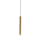 Suspension LED cylindrique dorée moderne et fine pour salle à manger