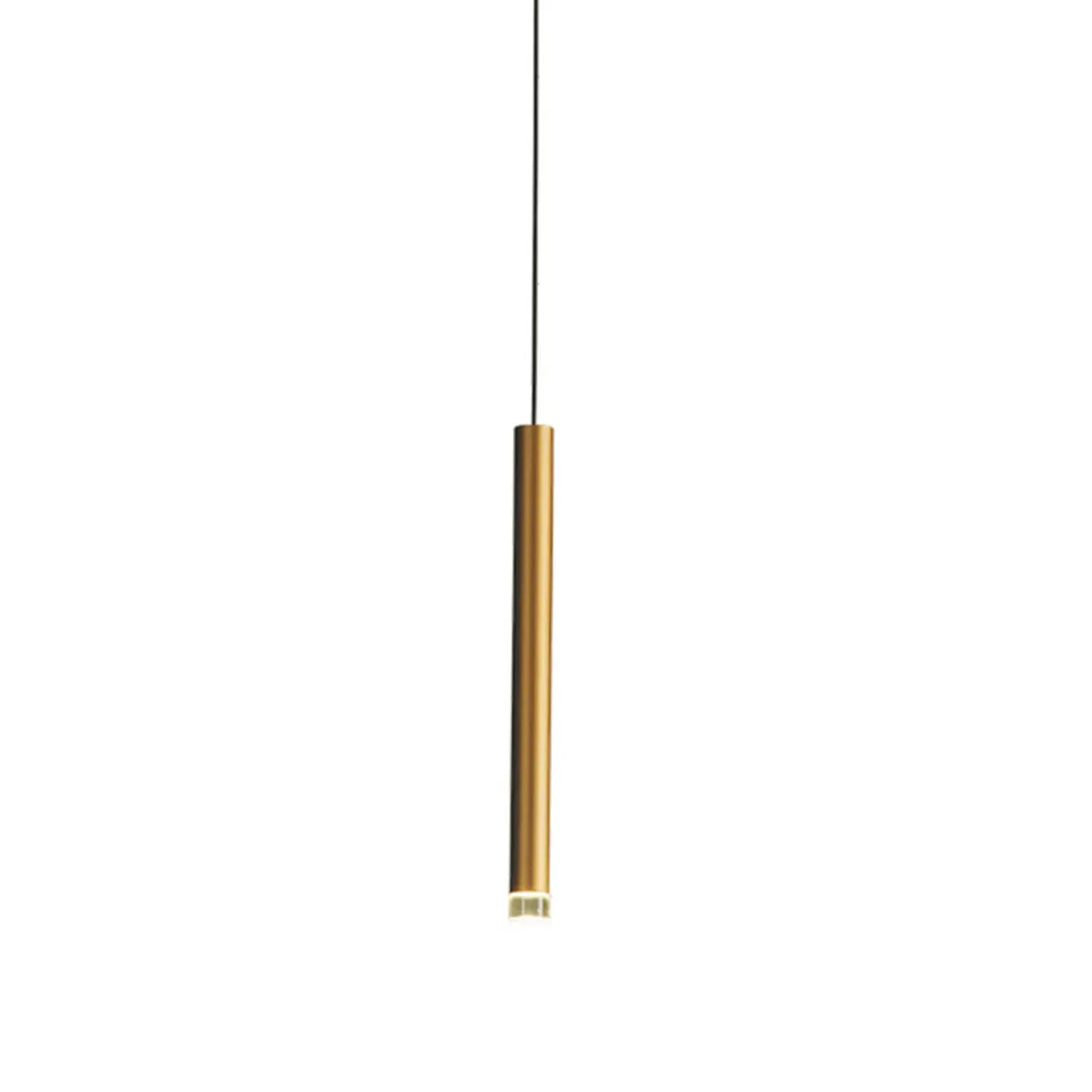 Suspension LED cylindrique dorée moderne et fine pour salle à manger