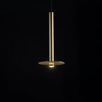 Suspension LED cylindrique dorée moderne et fine pour salle à manger