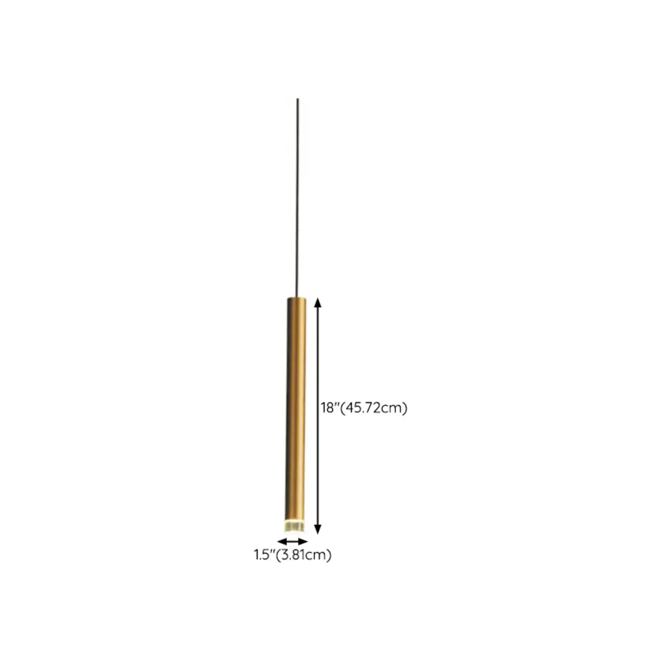Suspension LED cylindrique dorée moderne et fine pour salle à manger