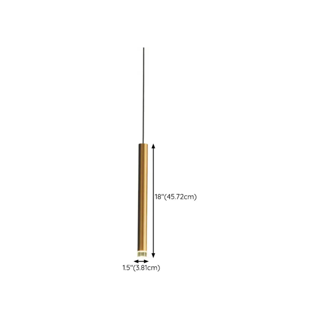 Suspension LED cylindrique dorée moderne et fine pour salle à manger