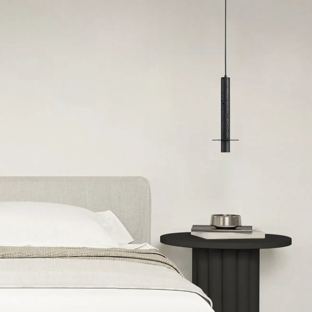 Mini suspension en métal et pierre noire pour chambre