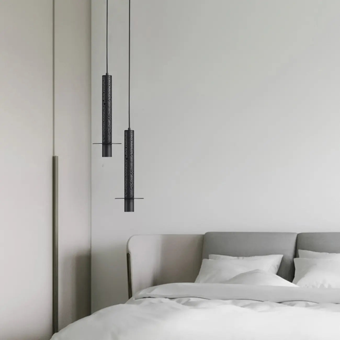 Mini suspension en métal et pierre noire pour chambre