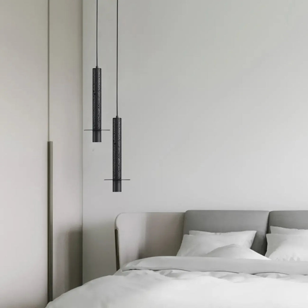 Mini suspension en métal et pierre noire pour chambre