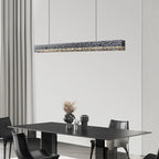 Suspension LED rectangulaire noire à intensité variable pour îlot de cuisine