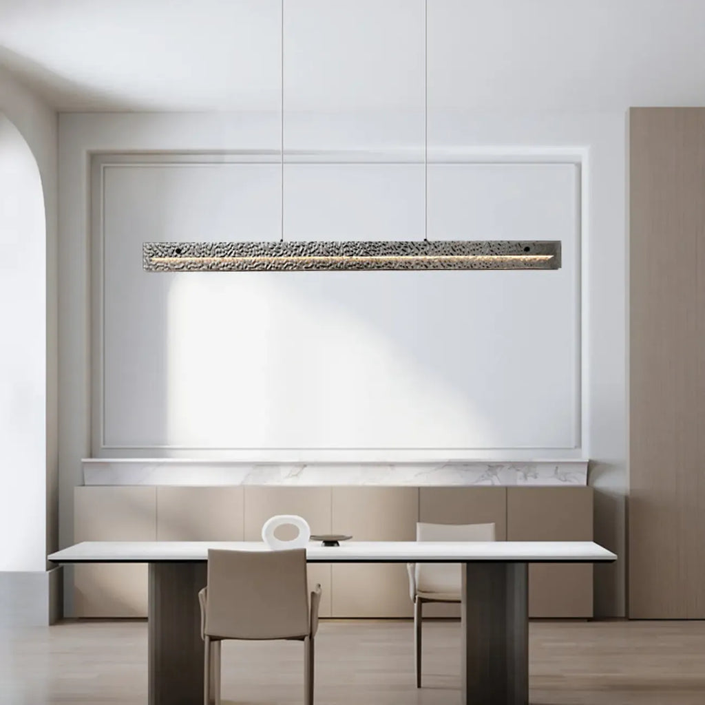 Suspension LED rectangulaire noire à intensité variable pour îlot de cuisine