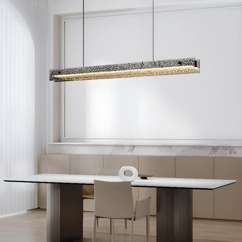 Suspension LED rectangulaire noire à intensité variable pour îlot de cuisine