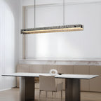 Suspension LED rectangulaire noire à intensité variable pour îlot de cuisine