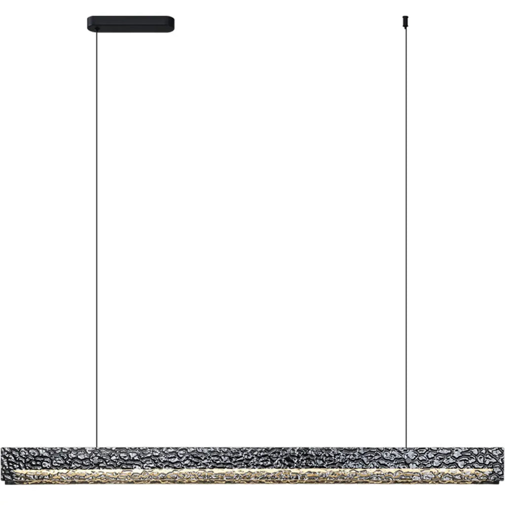 Suspension LED rectangulaire noire à intensité variable pour îlot de cuisine