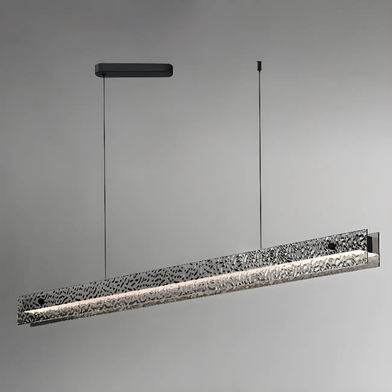 Suspension LED rectangulaire noire à intensité variable pour îlot de cuisine