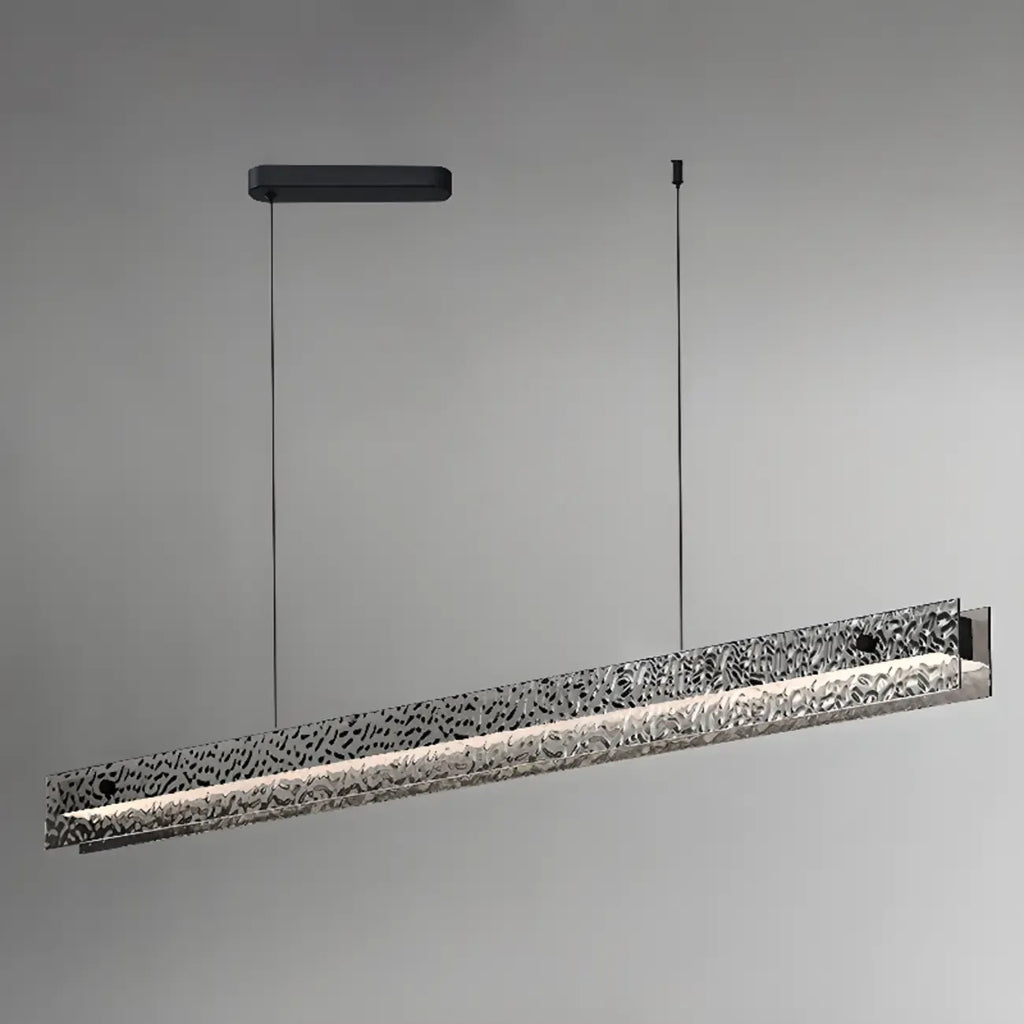 Suspension LED rectangulaire noire à intensité variable pour îlot de cuisine