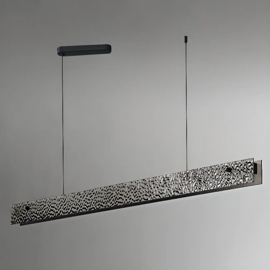 Suspension LED rectangulaire noire à intensité variable pour îlot de cuisine