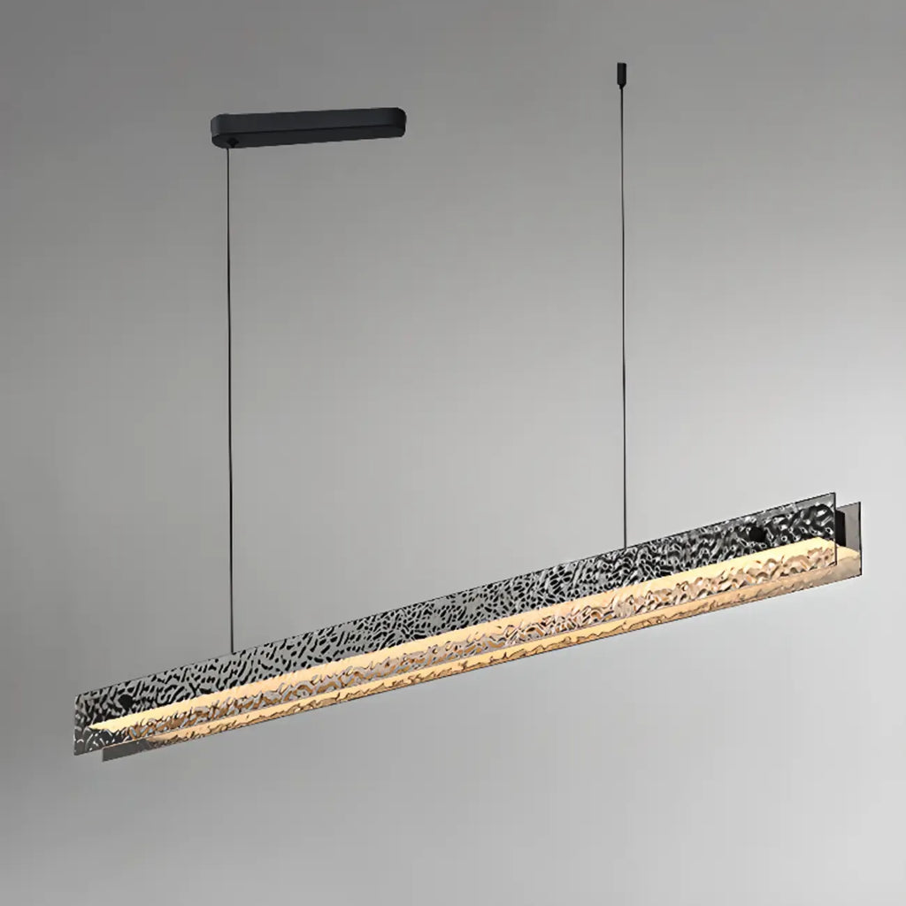 Suspension LED rectangulaire noire à intensité variable pour îlot de cuisine
