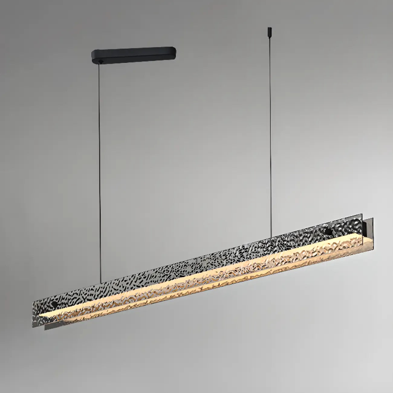 Suspension LED rectangulaire noire à intensité variable pour îlot de cuisine
