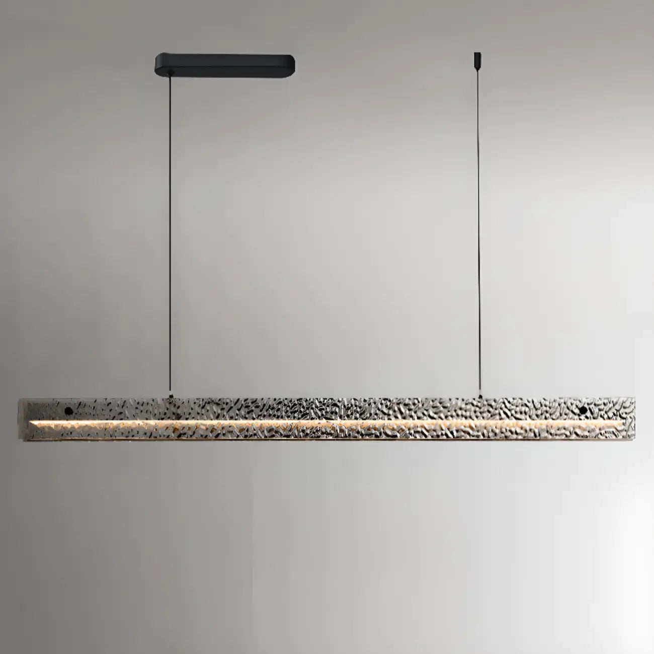 Suspension LED rectangulaire noire à intensité variable pour îlot de cuisine