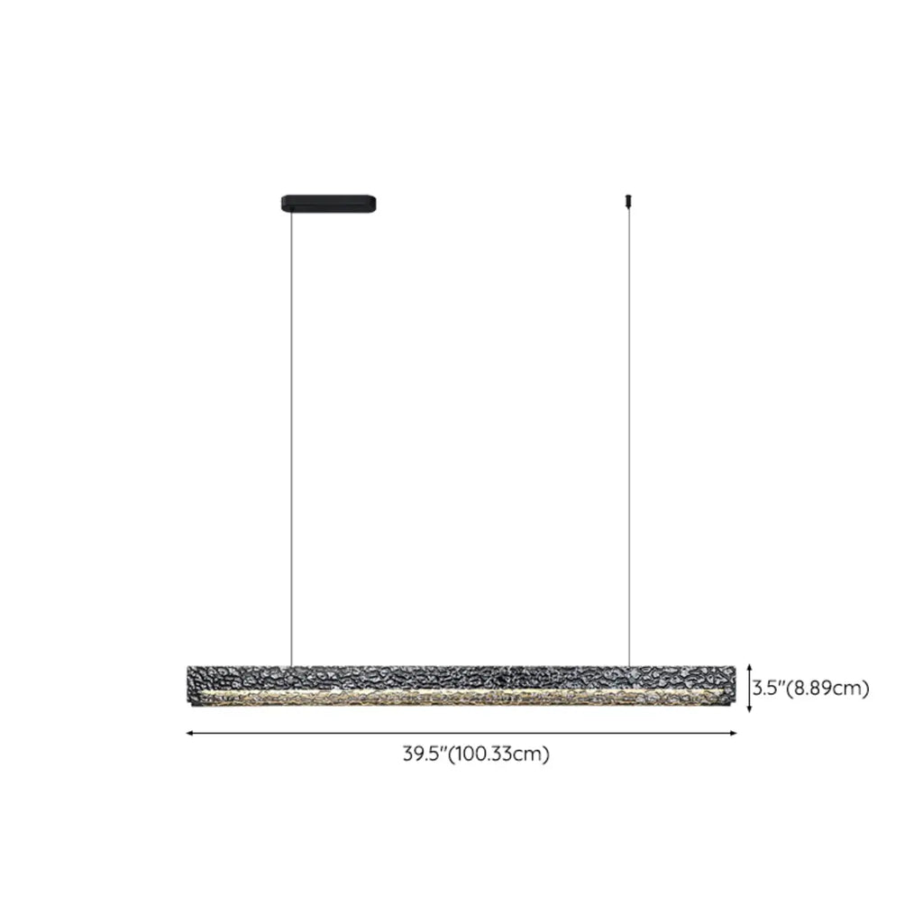 Suspension LED rectangulaire noire à intensité variable pour îlot de cuisine
