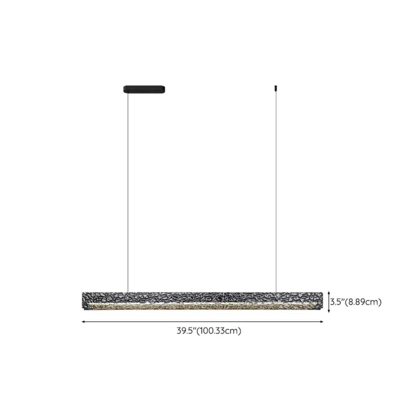 Suspension LED rectangulaire noire à intensité variable pour îlot de cuisine