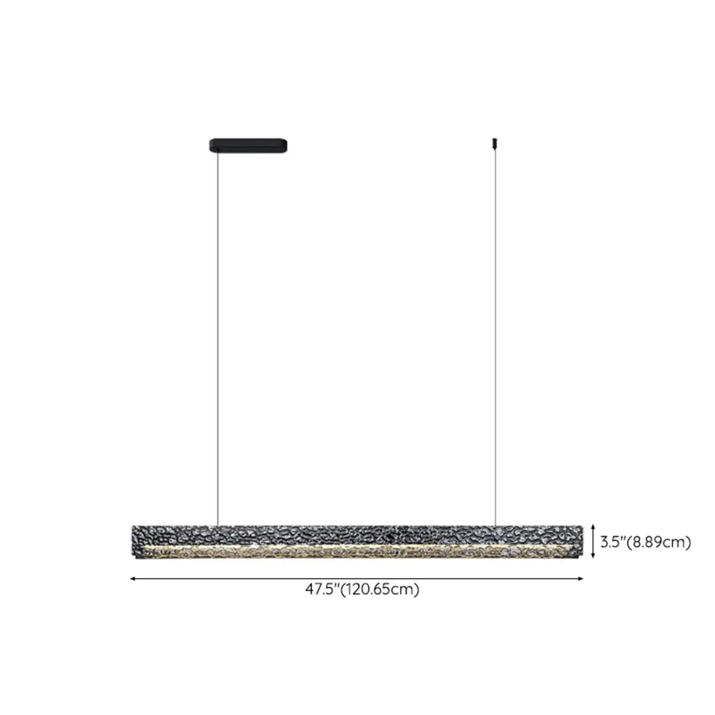 Suspension LED rectangulaire noire à intensité variable pour îlot de cuisine