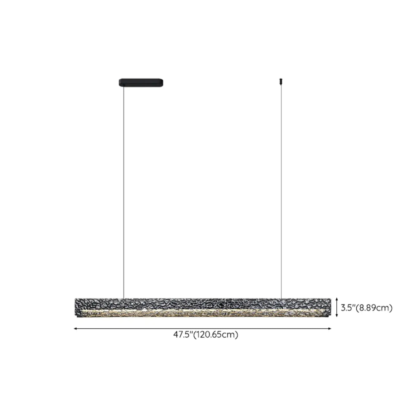 Suspension LED rectangulaire noire à intensité variable pour îlot de cuisine