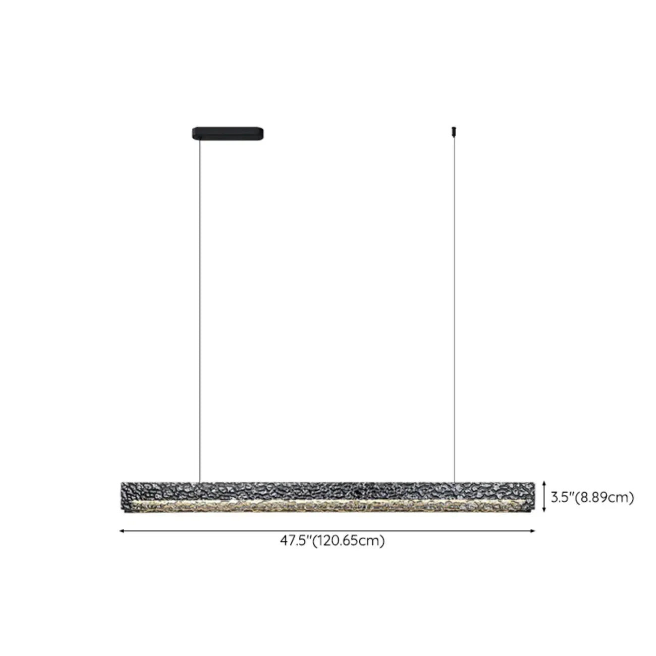 Suspension LED rectangulaire noire à intensité variable pour îlot de cuisine