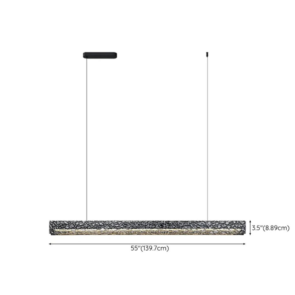 Suspension LED rectangulaire noire à intensité variable pour îlot de cuisine