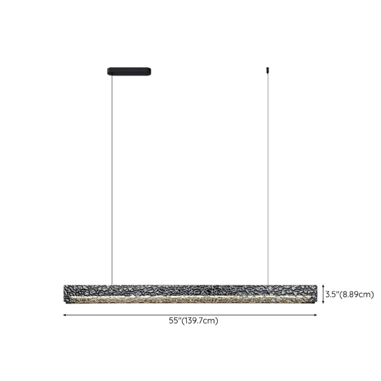 Suspension LED rectangulaire noire à intensité variable pour îlot de cuisine