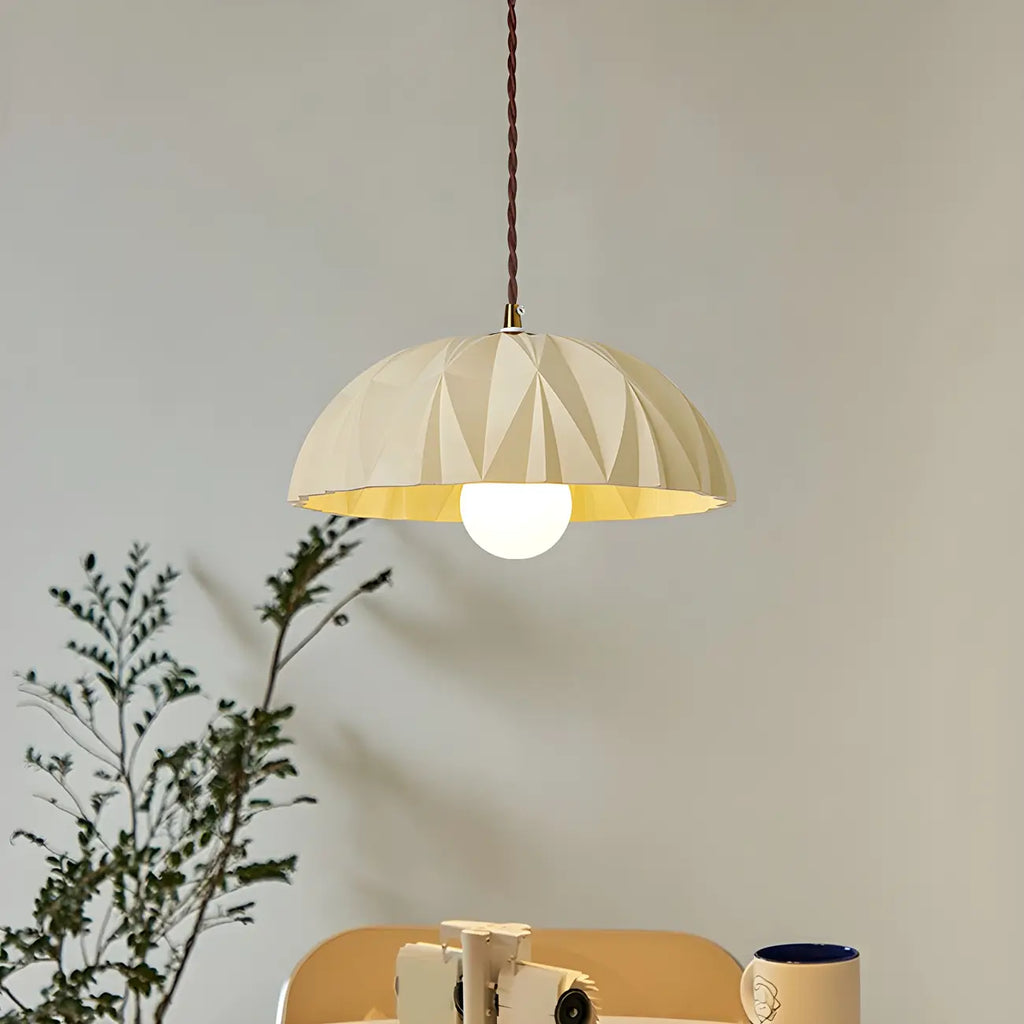 Suspension moderne à deux lumières en résine crème avec bol pour îlot de cuisine