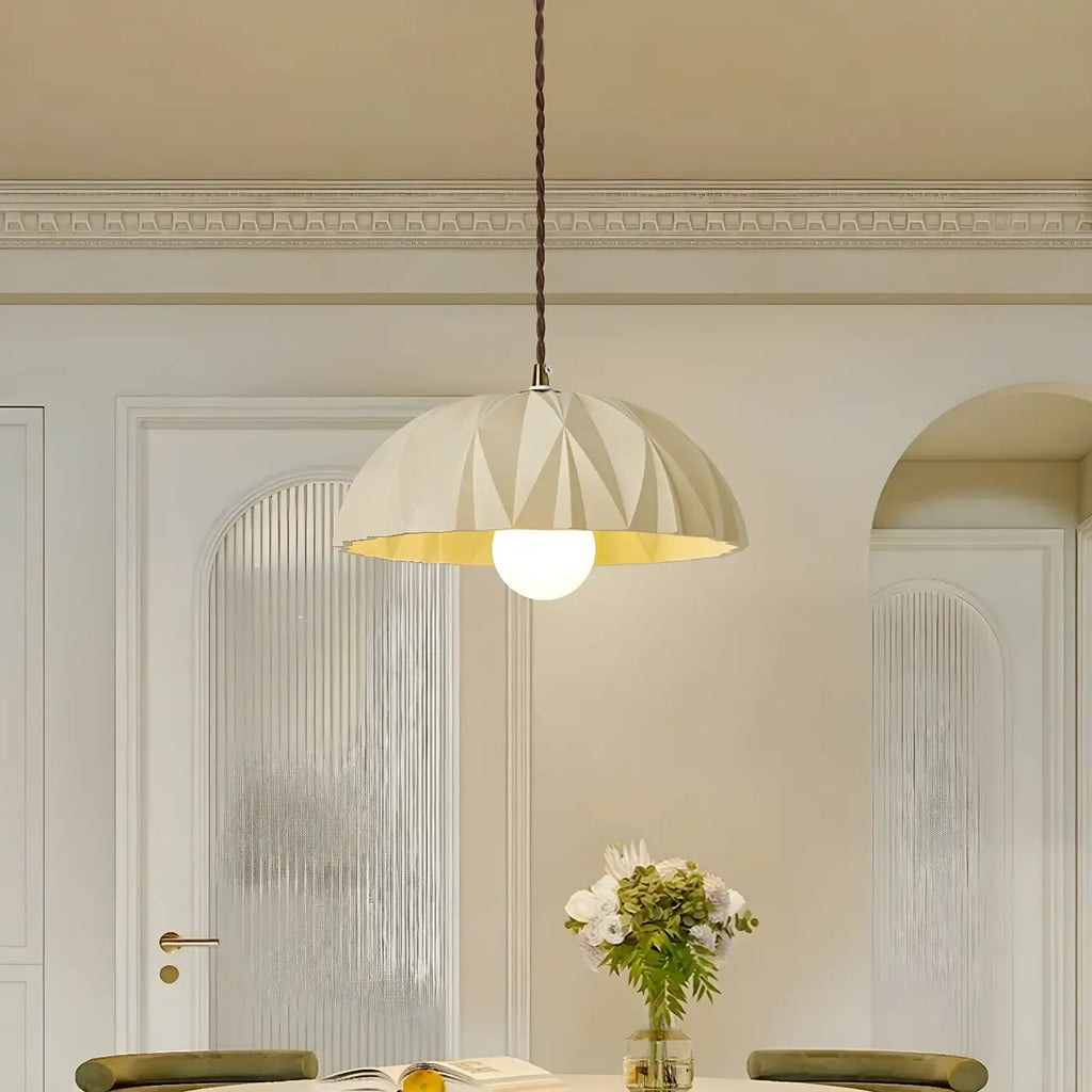 Suspension moderne à deux lumières en résine crème avec bol pour îlot de cuisine