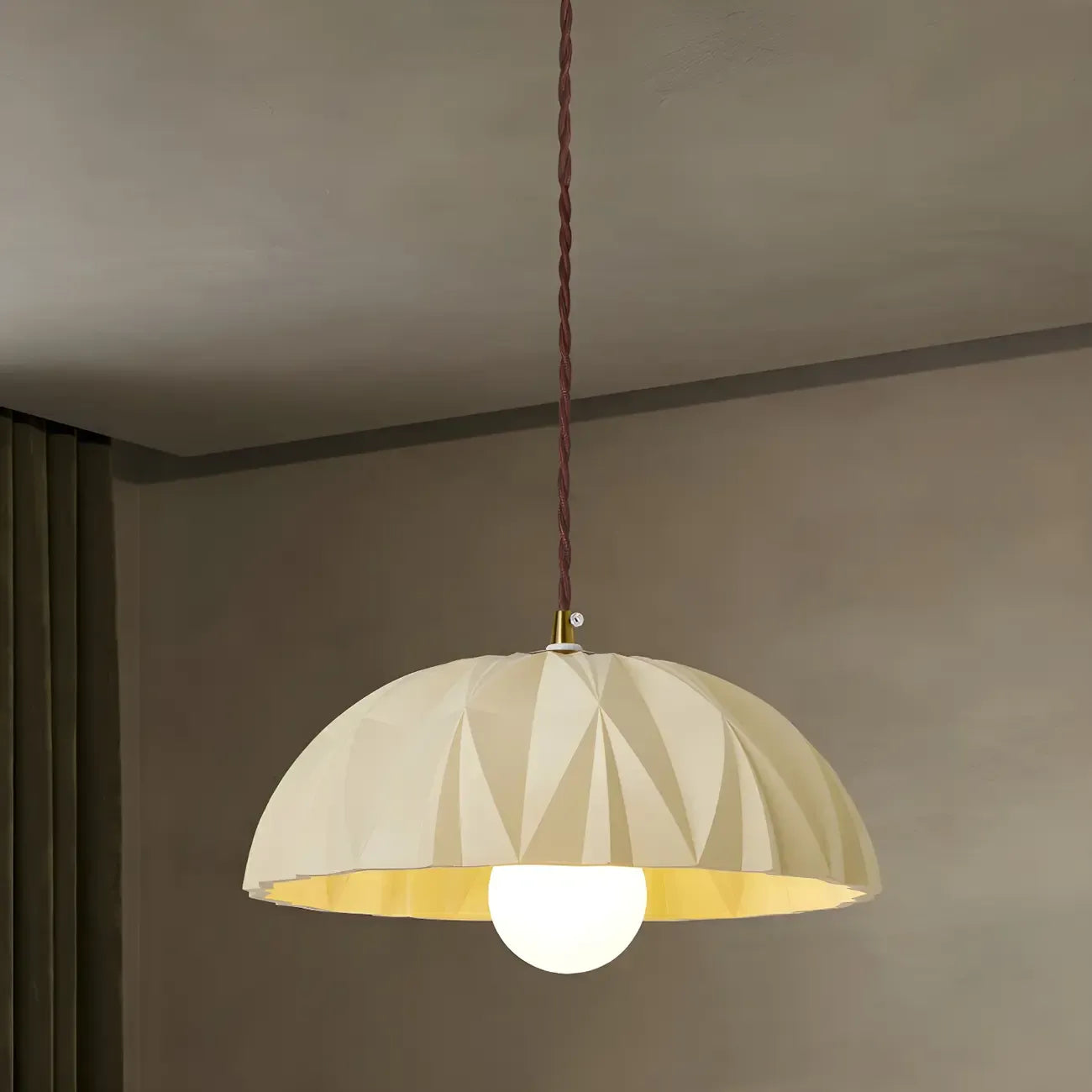 Suspension moderne à deux lumières en résine crème avec bol pour îlot de cuisine