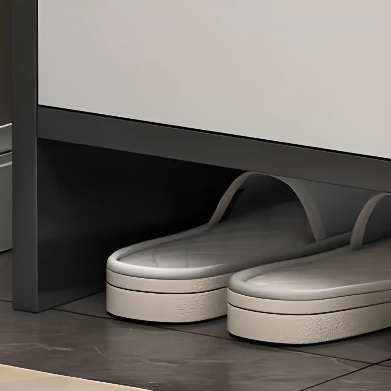 Grand meuble à chaussures en bois gris pour entrée