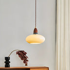 Suspension moderne ronde en bois et verre, réglable pour l'intérieur