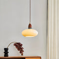 Suspension moderne ronde en bois et verre, réglable pour l'intérieur
