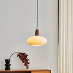 Suspension moderne ronde en bois et verre, réglable pour l'intérieur