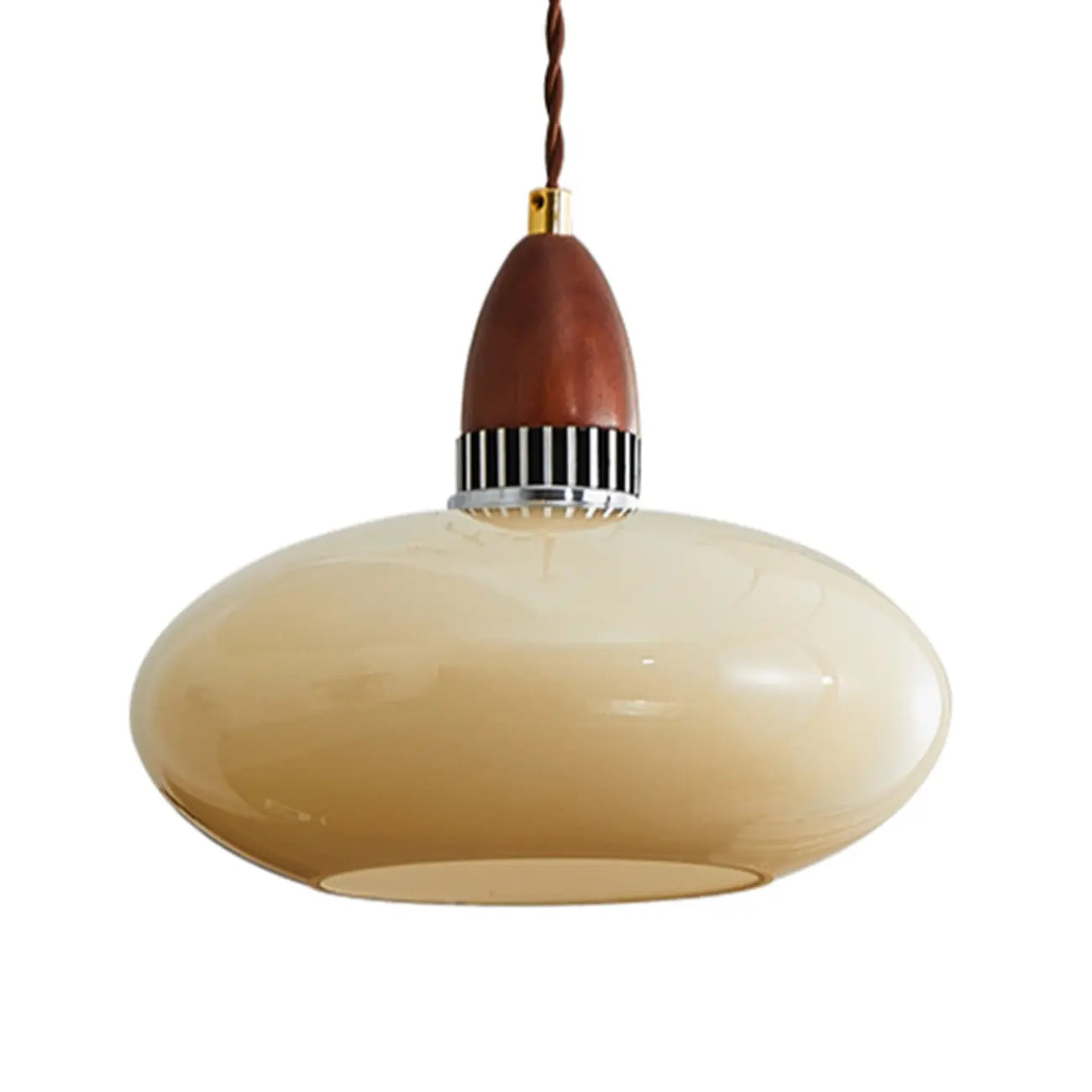 Suspension moderne ronde en bois et verre, réglable pour l'intérieur