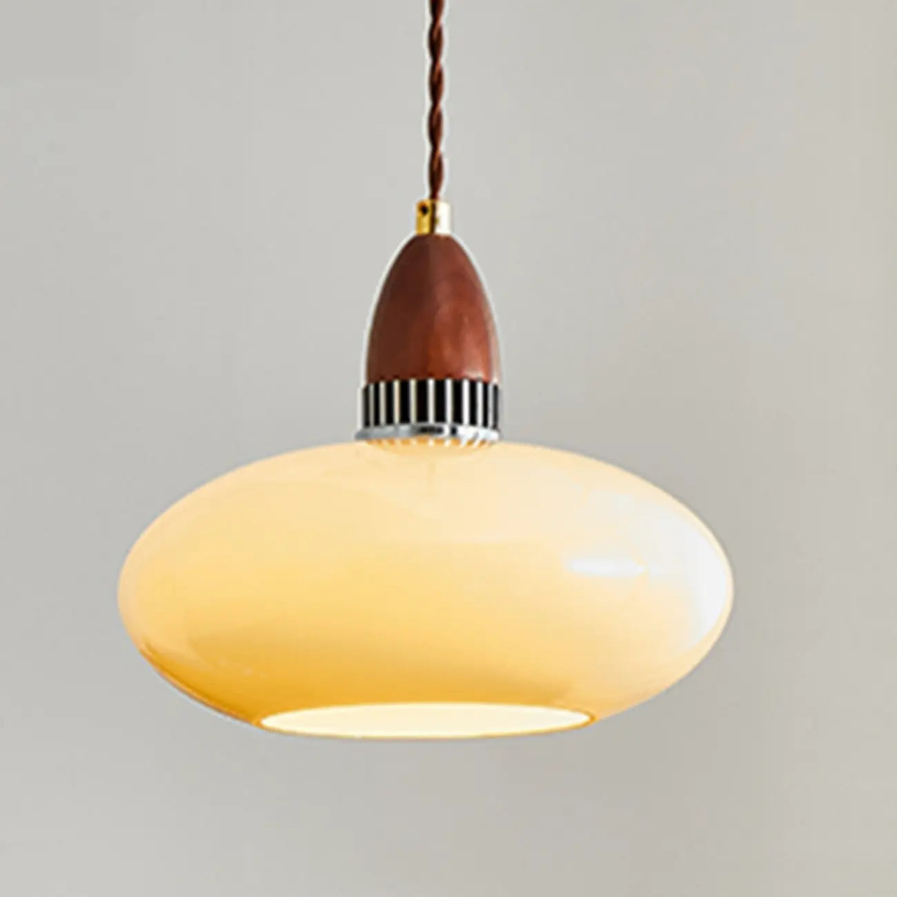 Suspension moderne ronde en bois et verre, réglable pour l'intérieur