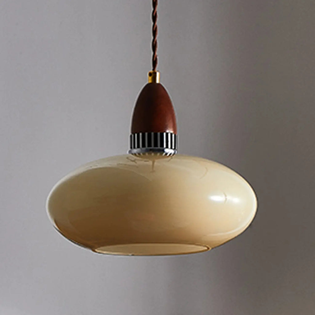Suspension moderne ronde en bois et verre, réglable pour l'intérieur