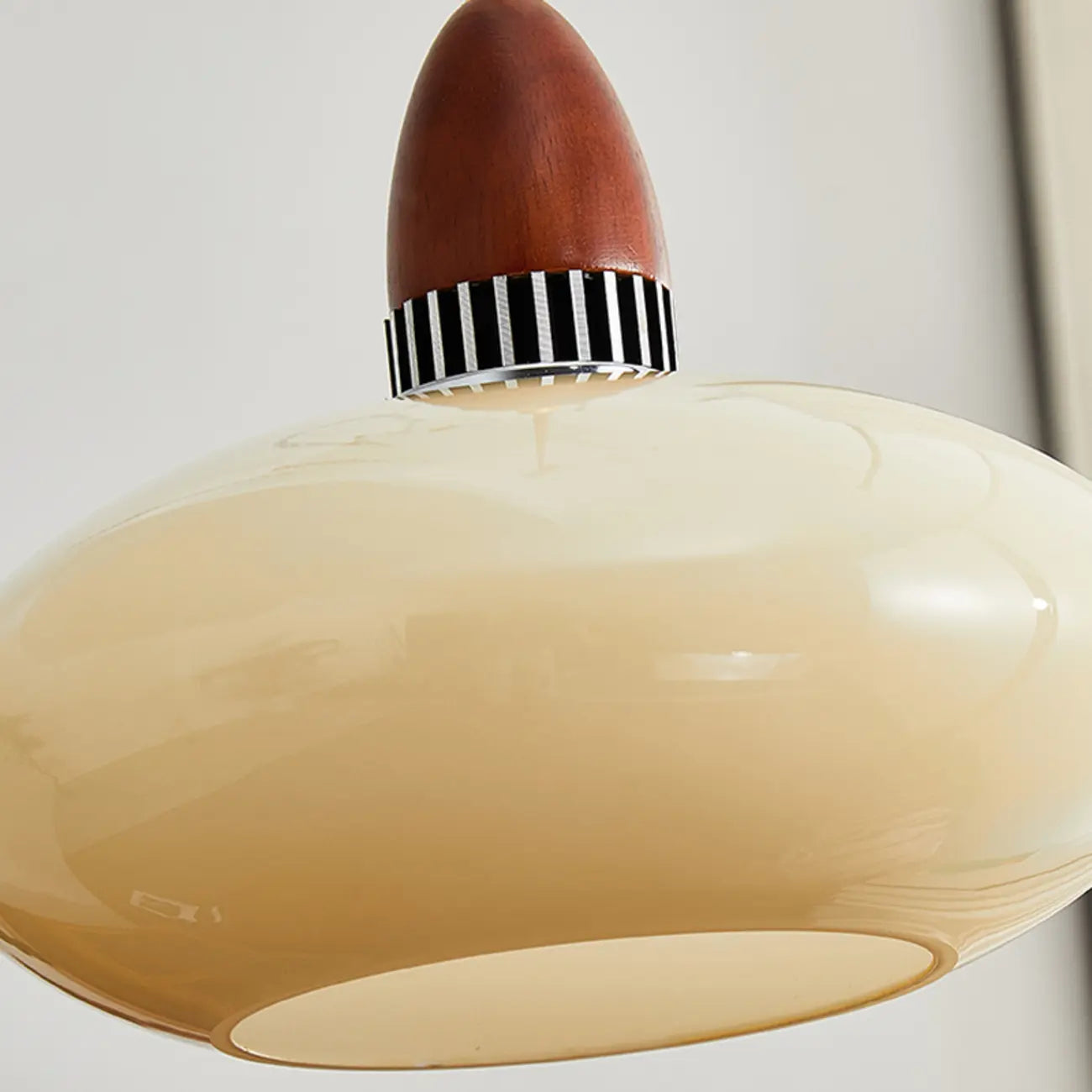 Suspension moderne ronde en bois et verre, réglable pour l'intérieur