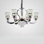 Lustre luxueux chromé à plusieurs niveaux en cristal, éclairage LED moderne à intensité variable