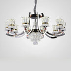 Lustre luxueux chromé à plusieurs niveaux en cristal, éclairage LED moderne à intensité variable