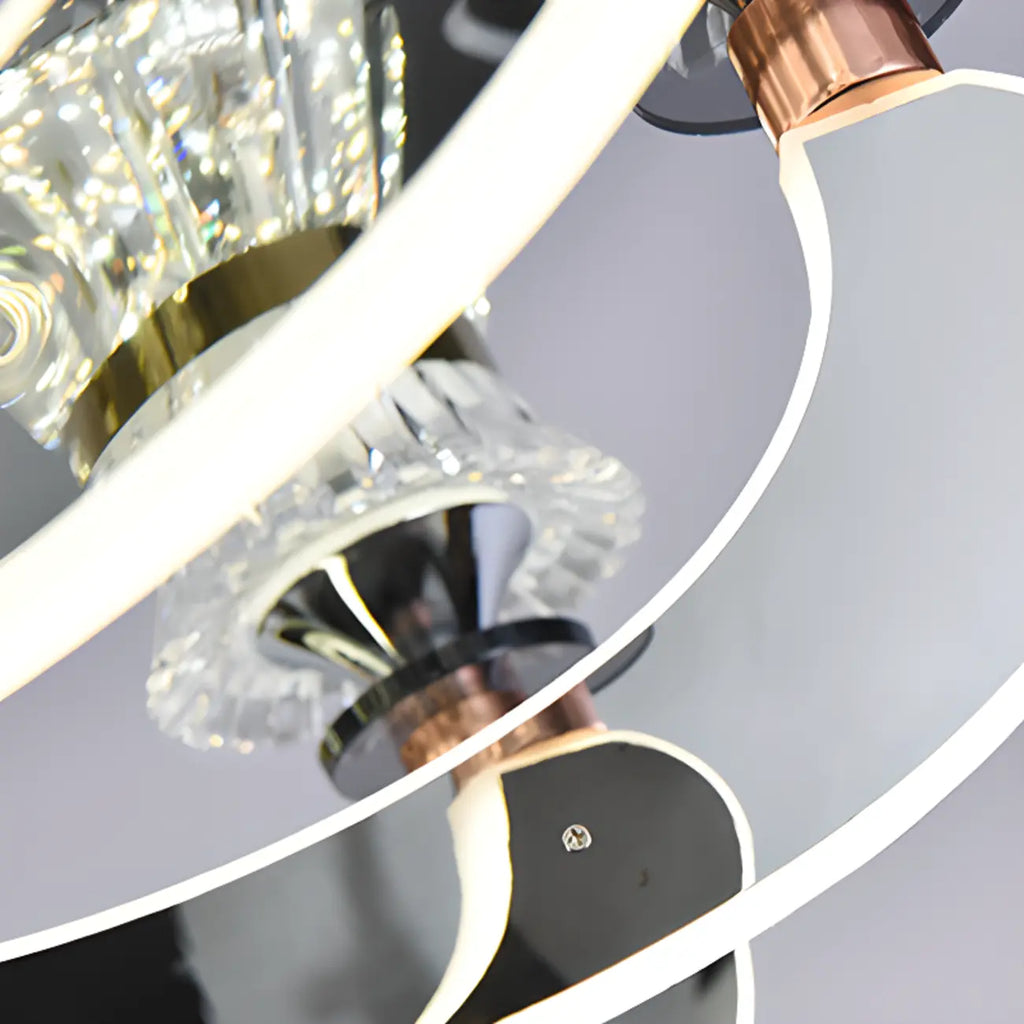 Lustre luxueux chromé à plusieurs niveaux en cristal, éclairage LED moderne à intensité variable