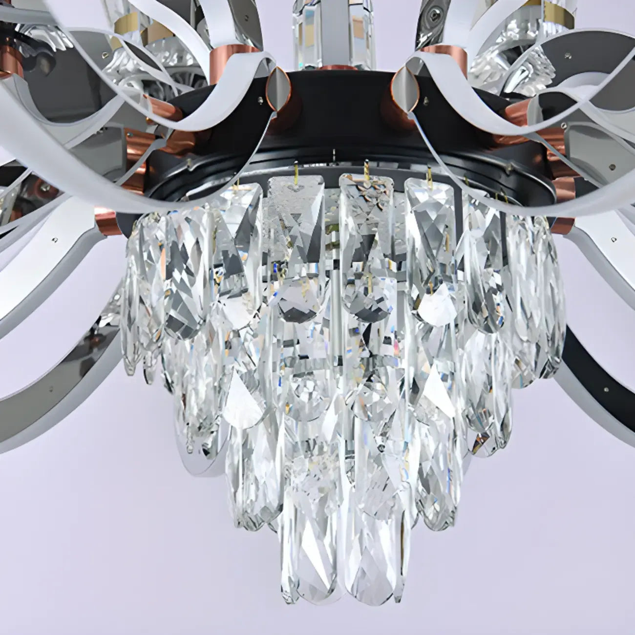 Lustre luxueux chromé à plusieurs niveaux en cristal, éclairage LED moderne à intensité variable