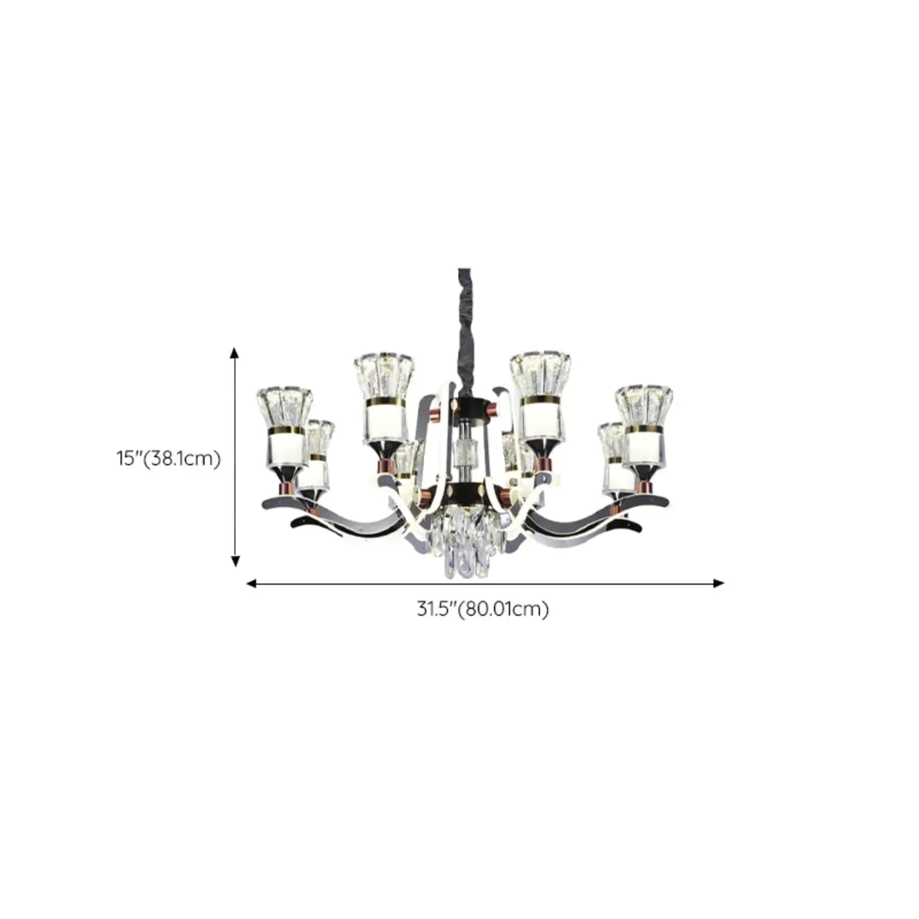 Lustre luxueux chromé à plusieurs niveaux en cristal, éclairage LED moderne à intensité variable