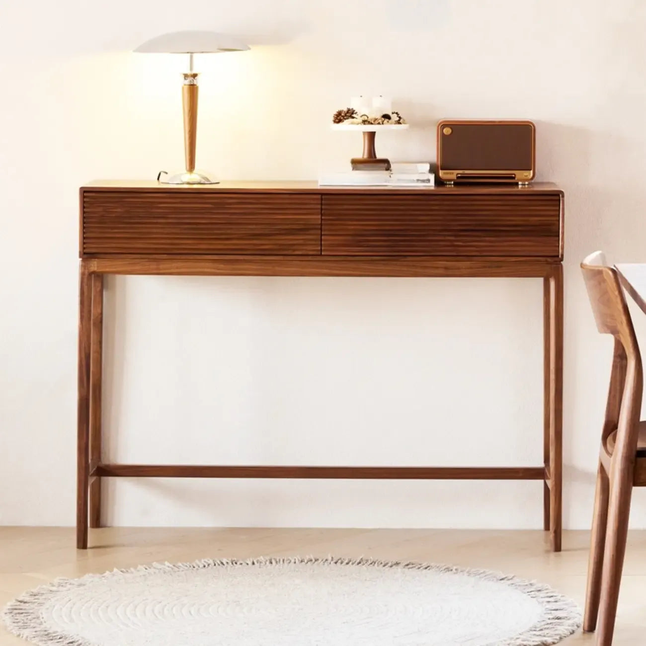 Console d'entrée en bois brun avec rangement
