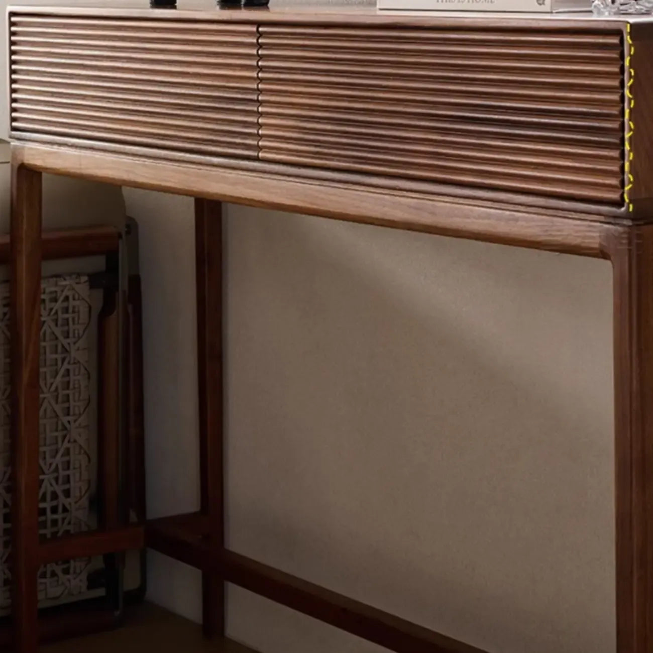 Console d'entrée en bois brun avec rangement