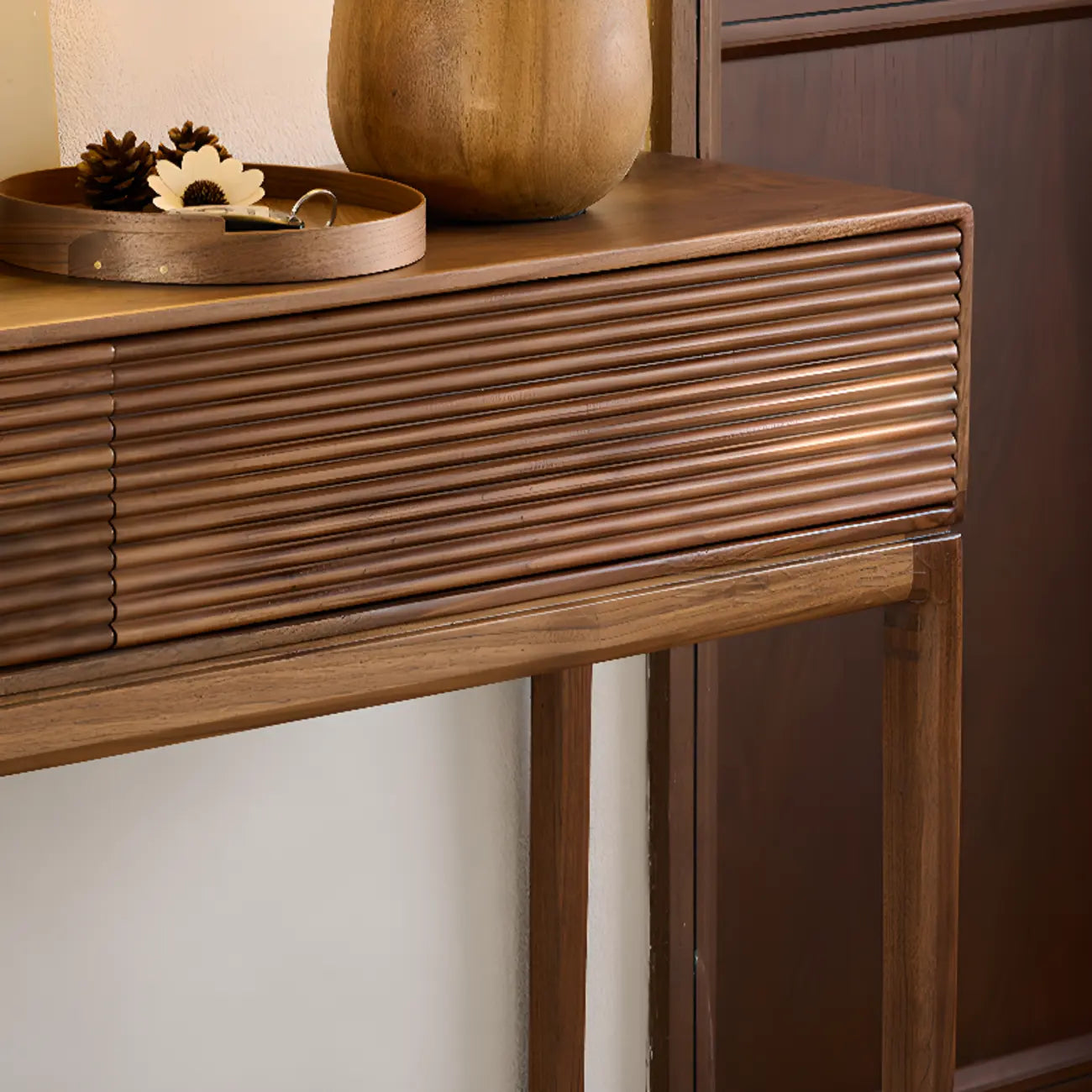 Console d'entrée en bois brun avec rangement
